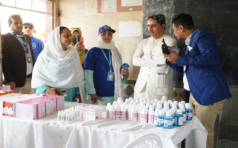 Medicines laid out for distribution at a community health session